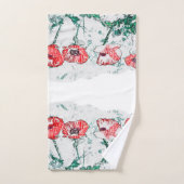 Red Poppy Flowers Poppies Sketch Bad Handdoek (Handdoek)