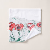 Red Poppy Flowers Poppies Sketch Bad Handdoek (Wasdoekje)