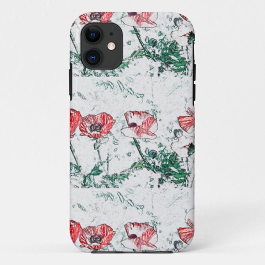 Red Poppy Flowers Poppies Sketch Case-Mate iPhone Case (Achterkant)