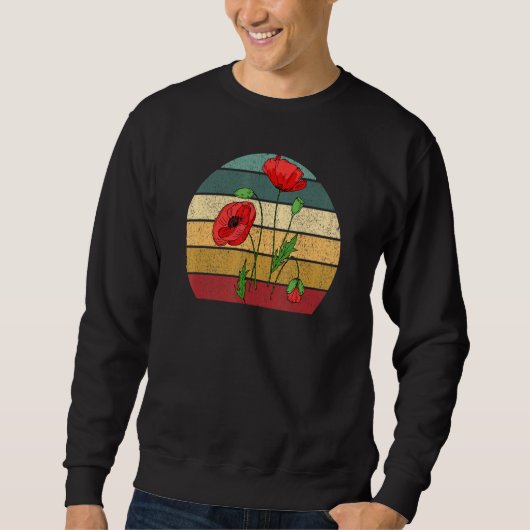Red Poppy Flowers Retro Trui (Voorkant)