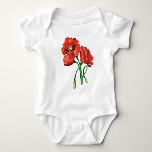 Red Poppy Flowers Romper (Voorkant)