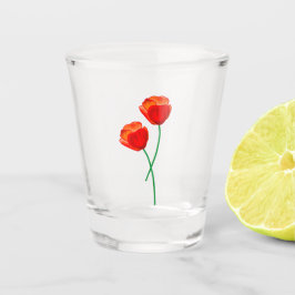 Red Poppy Flowers Shot Glas