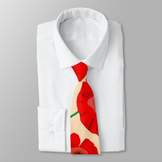 Red Poppy Flowers Stropdas (Gebonden)