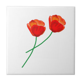 Red Poppy Flowers Tegeltje