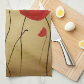 Red Poppy Flowers Theedoek (Quarter Fold)