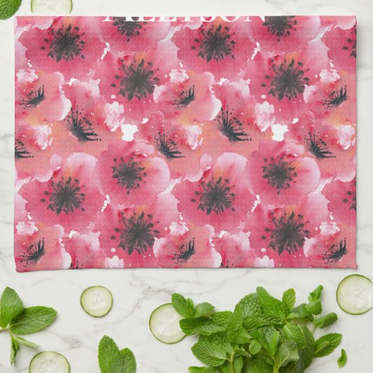 Red Poppy Flowers Theedoek (Gevouwen)