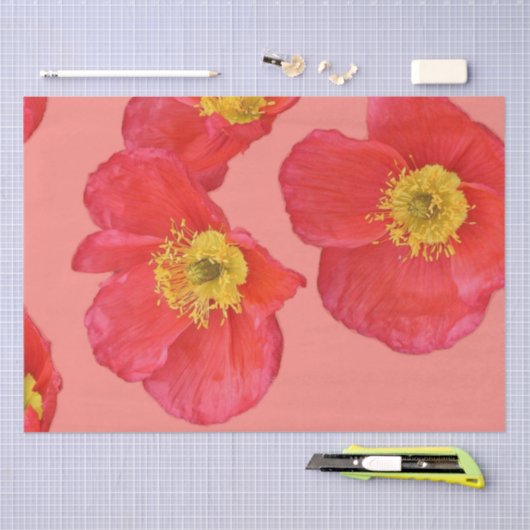Red Poppy Flowers Tissuepapier (Craft)