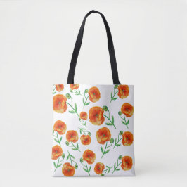 Red Poppy Flowers Waterverf Art Tas