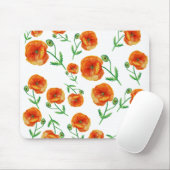 Red Poppy Flowers Waterverf Mousepad Muismat (Met muis)