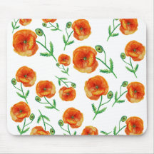 Red Poppy Flowers Waterverf Mousepad