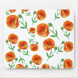 Red Poppy Flowers Waterverf Mousepad Muismat