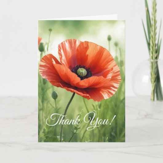 Red Poppy Folded Greeting Card Kaart (Voorkant)