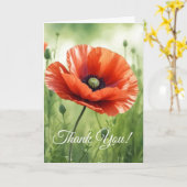 Red Poppy Folded Greeting Card Kaart (Gele Bloem)