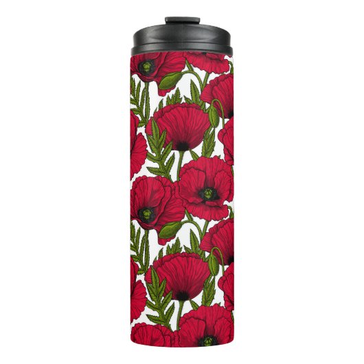 Red Poppy garden 2 Thermal Tumbler Thermosbeker (Voorkant)
