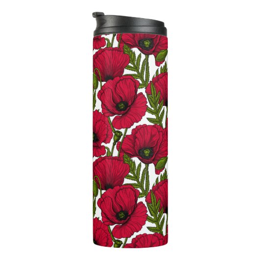 Red Poppy garden 2 Thermal Tumbler Thermosbeker (Geroteerd rechts)