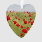Red Poppy Garden Flower Dated Photo Custom Ornament (voorkant)