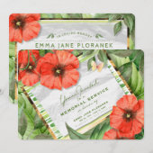 Red Poppy Garden Greens Memorial Service Invite Kaart (Voorkant / Achterkant)