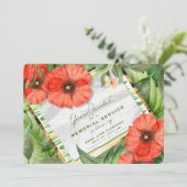 Red Poppy Garden Greens Memorial Service Invite Kaart (Staand voorkant)