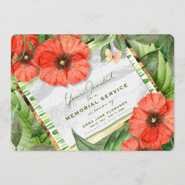 Red Poppy Garden Greens Memorial Service Invite Kaart