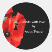 Red Poppy Gemaakt met Liefde Ronde Sticker (Voorkant)
