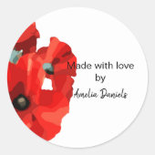 Red Poppy Gemaakt met Liefde Ronde Sticker (Voorkant)