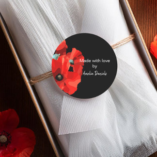 Red Poppy Gemaakt met Liefde Ronde Sticker