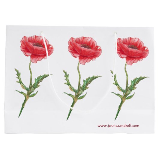 Red Poppy Gift Bag Groot Cadeauzakje (Achterkant)