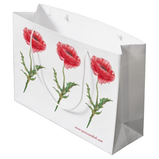 Red Poppy Gift Bag Groot Cadeauzakje (Achterkant Gekanteld)