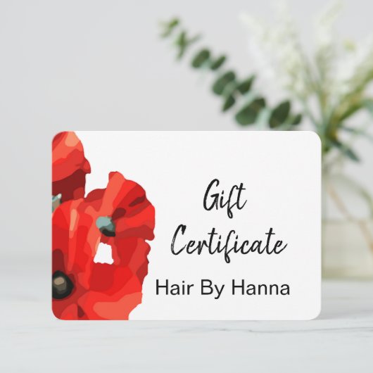 Red Poppy Gift Certificate (Staand voorkant)