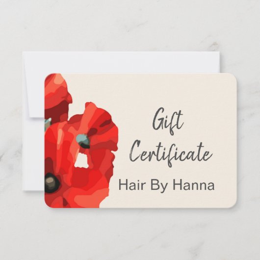 Red Poppy Gift Certificate (Voorkant)