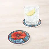 Red Poppy Glas in lood Zandsteen Onderzetter (Zijkant)