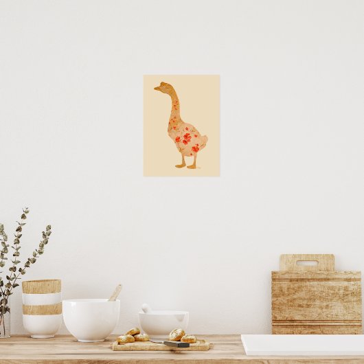 Red Poppy Goose Poster (Keuken)