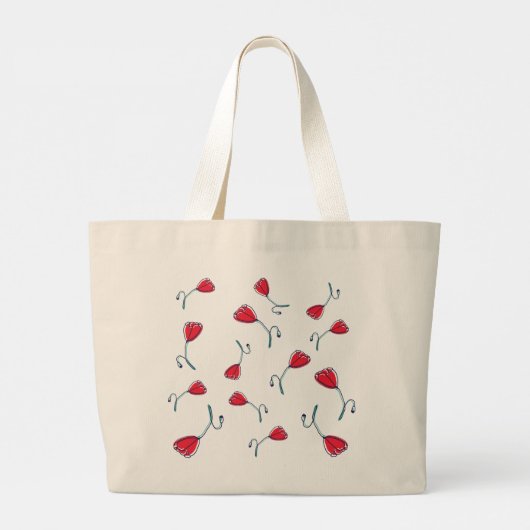 Red Poppy Grote Tote Bag (Achterkant)