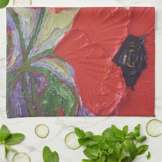 Red Poppy Hand Towel Theedoek (Gevouwen)