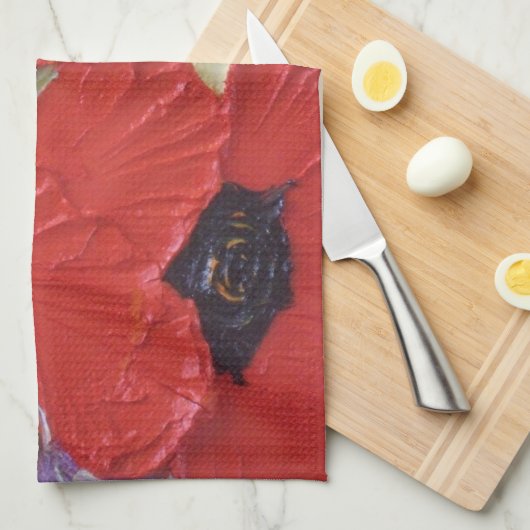 Red Poppy Hand Towel Theedoek (Quarter Fold)