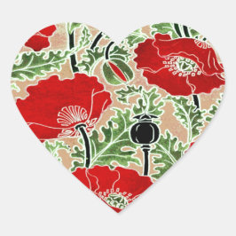 Red Poppy Hart Sticker
