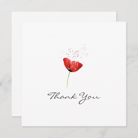 Red Poppy - Hartelijk dank Bedankkaart (Voorkant / Achterkant)