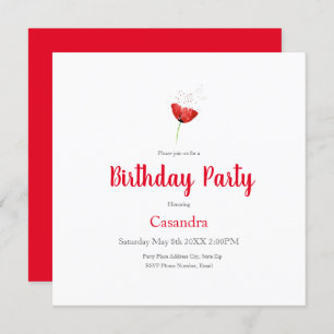 Red Poppy Invitation Kaart