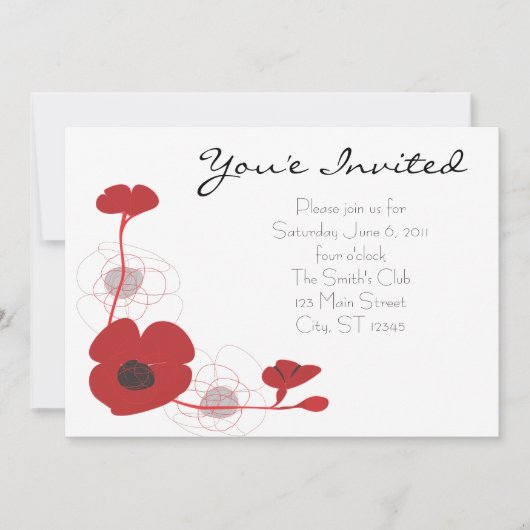 Red Poppy Invite Kaart (Voorkant)