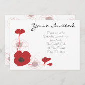 Red Poppy Invite Kaart (Voorkant / Achterkant)
