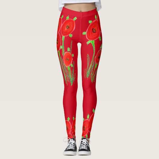 Red Poppy Leggings (Voorkant)