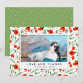 Red Poppy Lijst - Trouwfoto Dank u Bedankkaart (Voorkant / Achterkant)