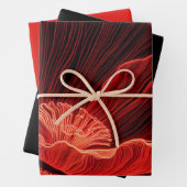 Red Poppy Line Art Inpakpapier Vel (In situ)