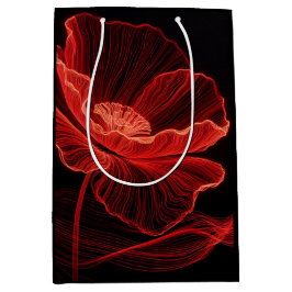 Red Poppy Line Art Medium Cadeauzakje