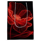 Red Poppy Line Art Medium Cadeauzakje (Achterkant)