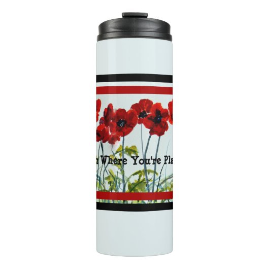 Red Poppy Line Dancers Art Thermische Tumbler Thermosbeker (Voorkant)