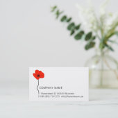Red Poppy Logo. Modern Floral Business Card Visitekaartje (Staand voorkant)