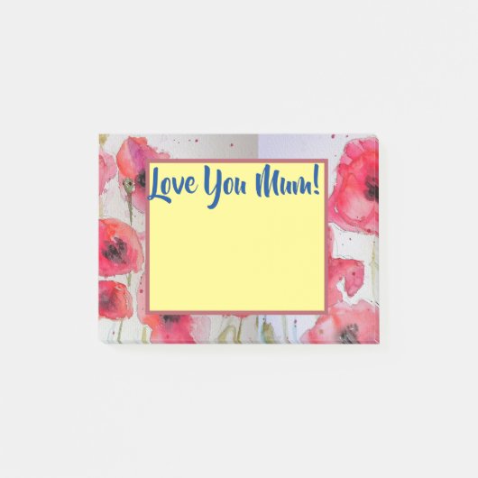 Red Poppy Love you ma Post it Notes (Voorkant)