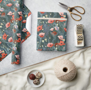 Red Poppy Meadow Cadeaupapier