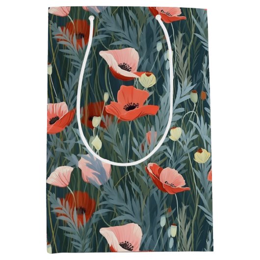 Red Poppy Meadow Medium Cadeauzakje (Voorkant)